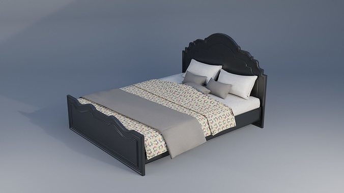 Bed for interior Low-poly 3D model