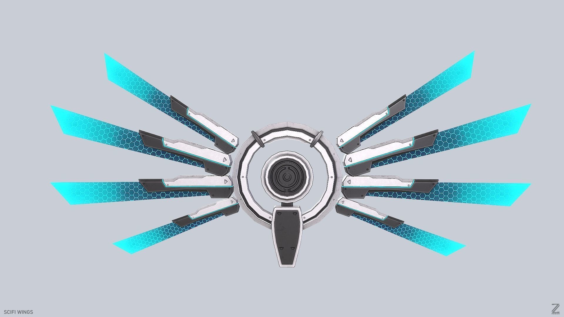 Sci fi wings Low-poly 3D model_8