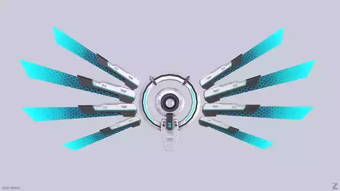 Sci fi wings Low-poly 3D model