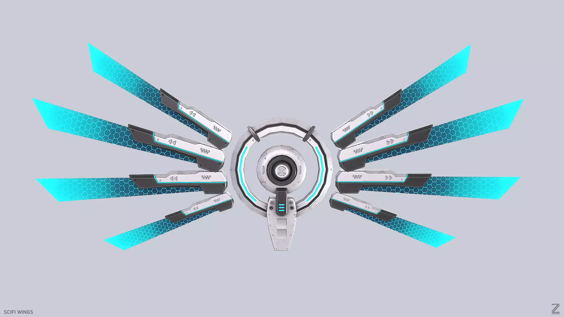 Sci fi wings Low-poly 3D model_0