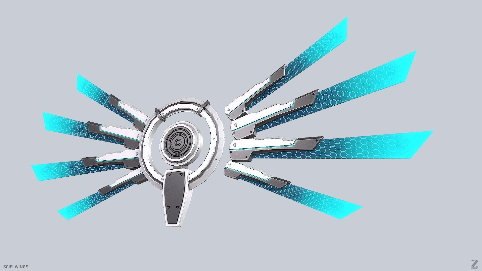 Sci fi wings Low-poly 3D model_6