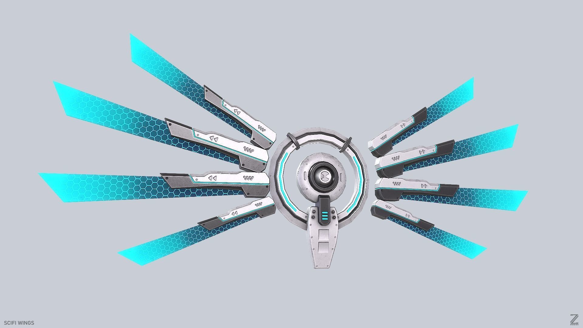 Sci fi wings Low-poly 3D model_2