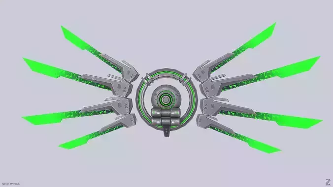 Sci fi wings Low-poly 3D model