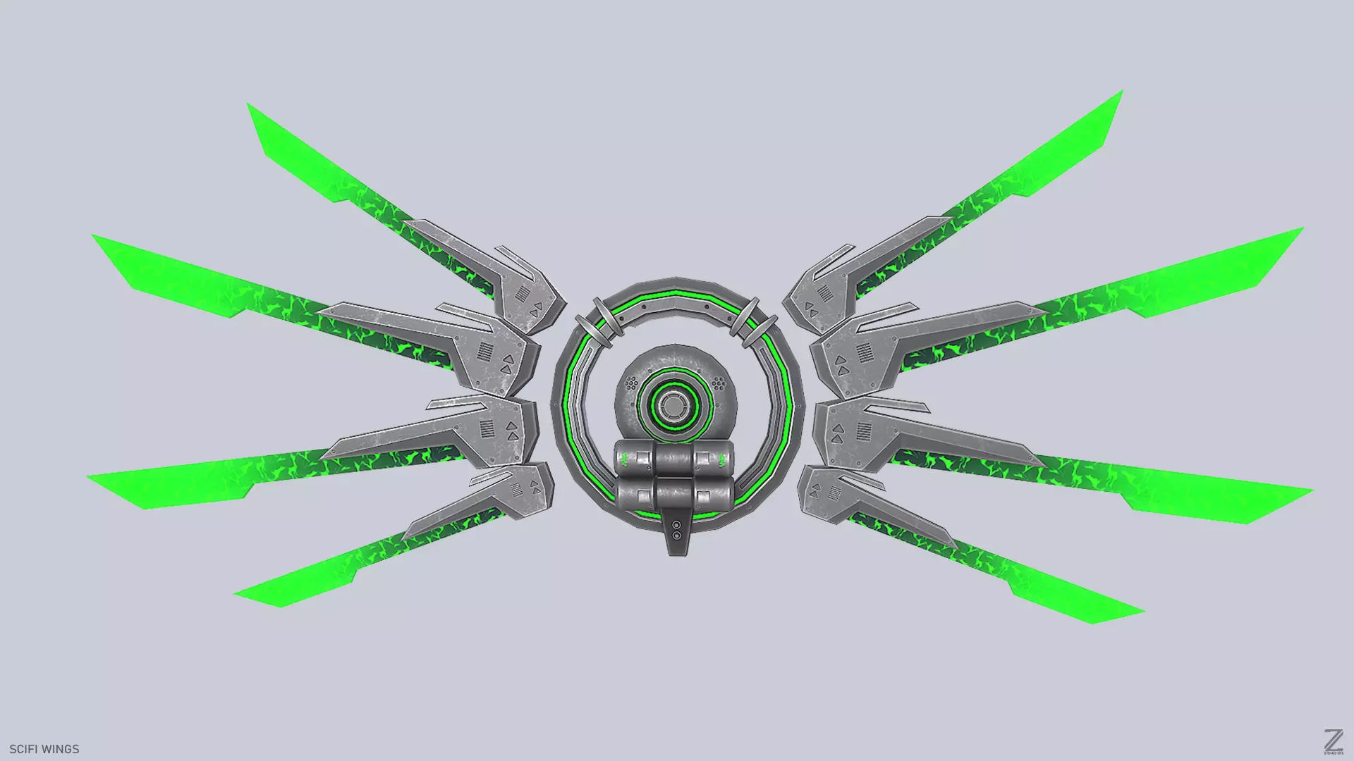 Sci fi wings Low-poly 3D model_0