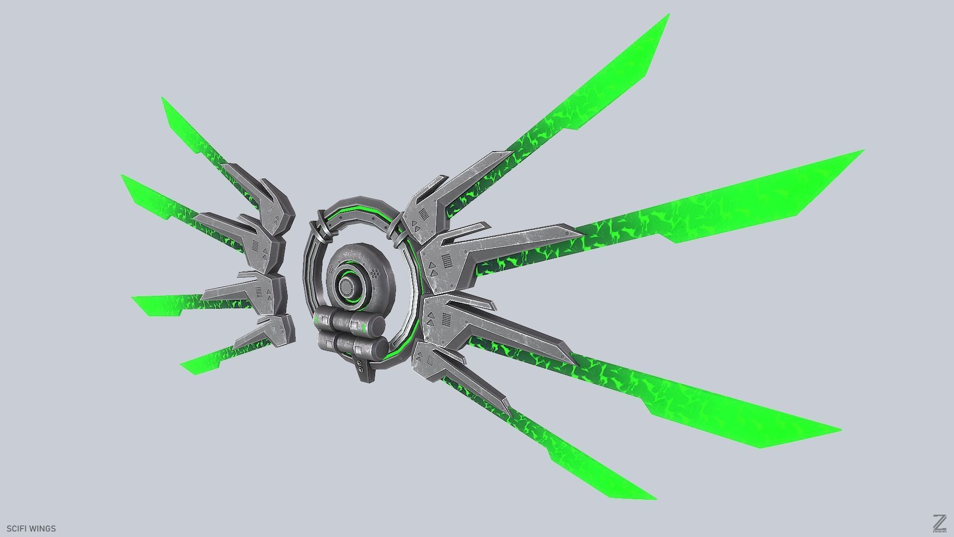 Sci fi wings Low-poly 3D model_2