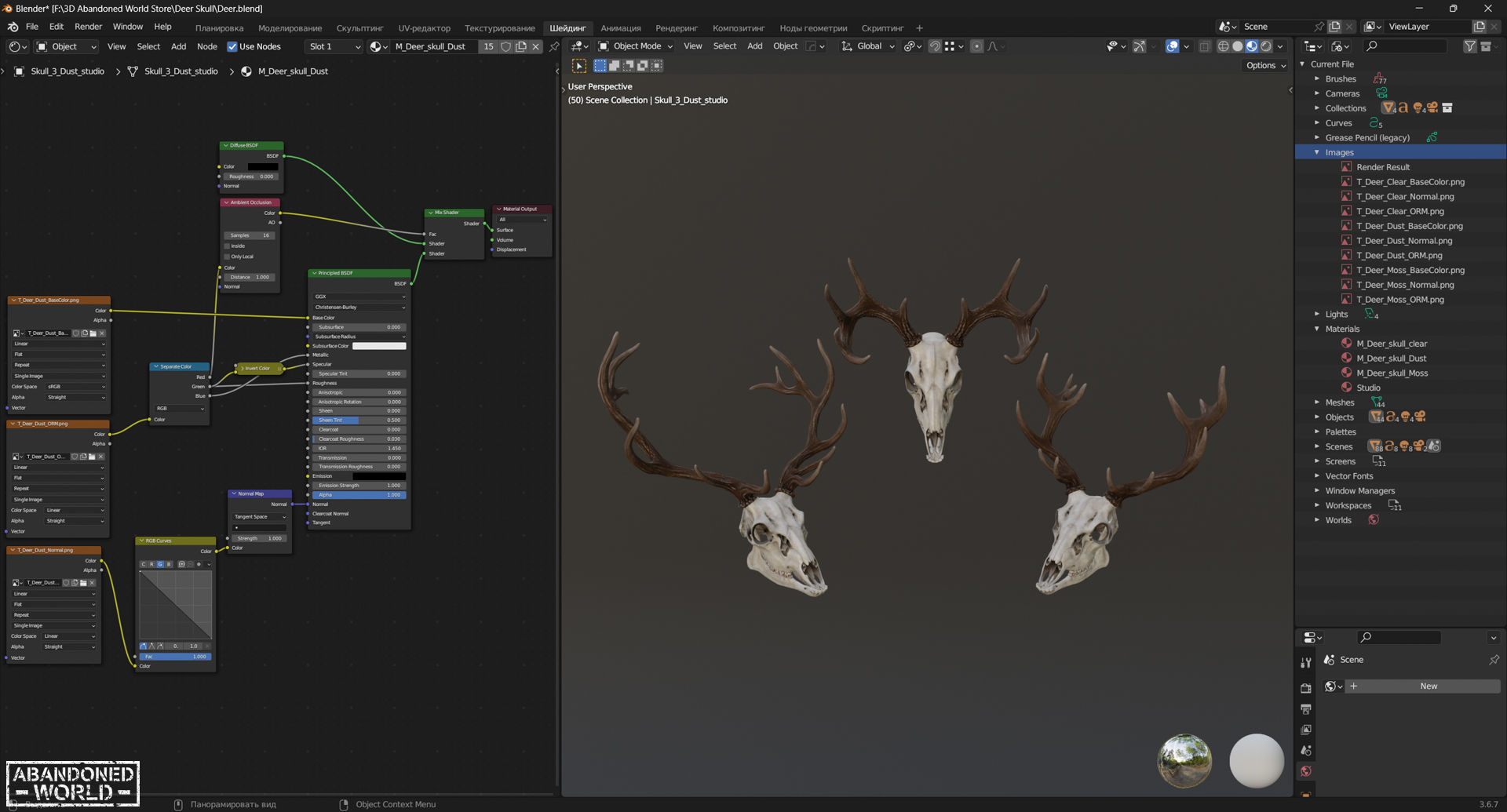 Deer Skull Low-poly 3D model_18