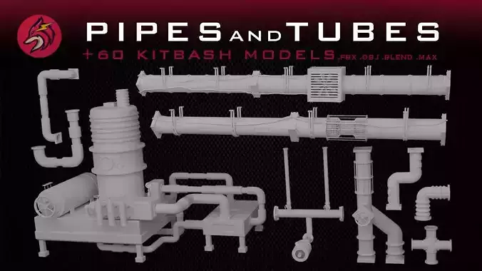 pipes and tubes Low-poly 3D model