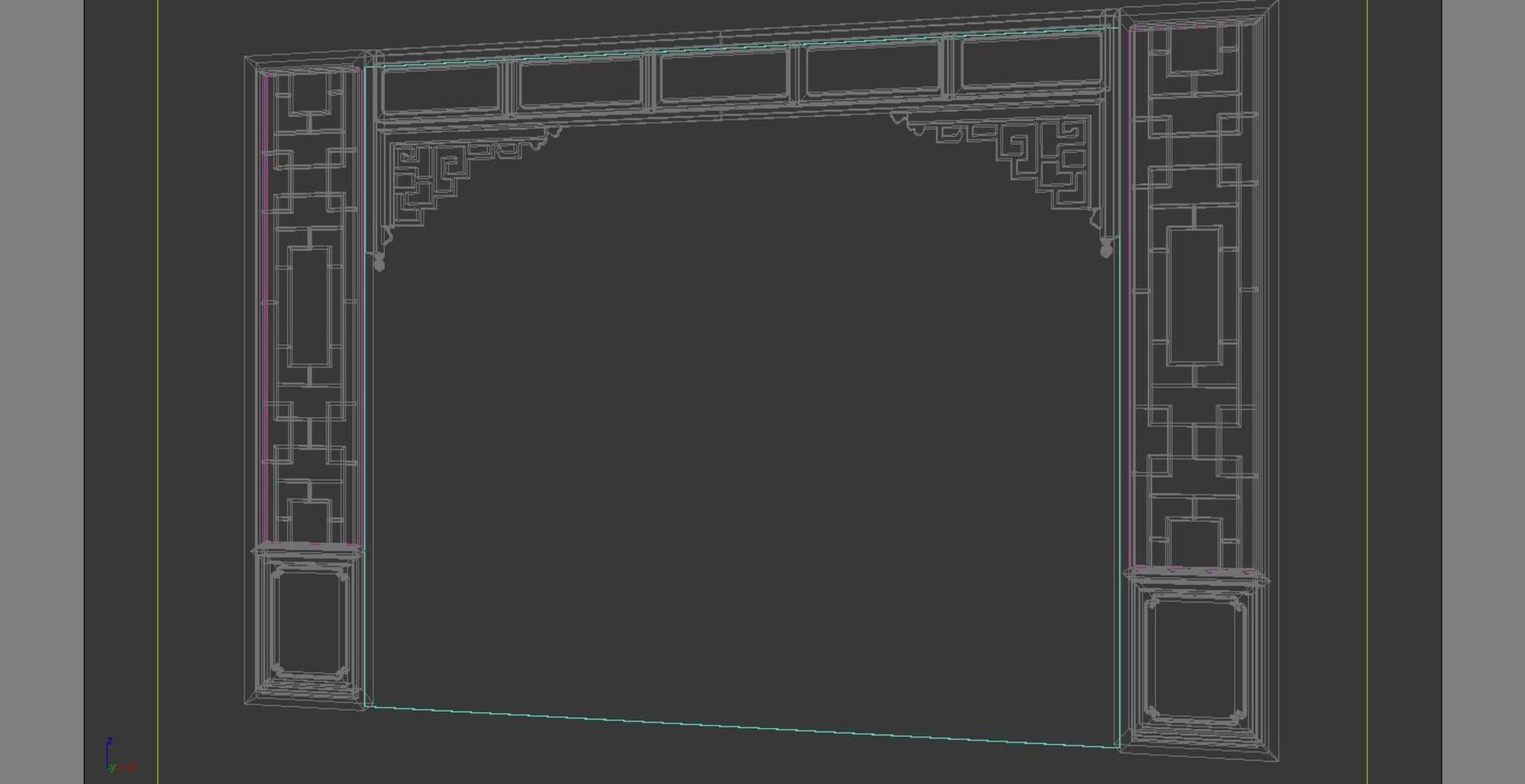 bedside background Chinese wall style 3D model_6