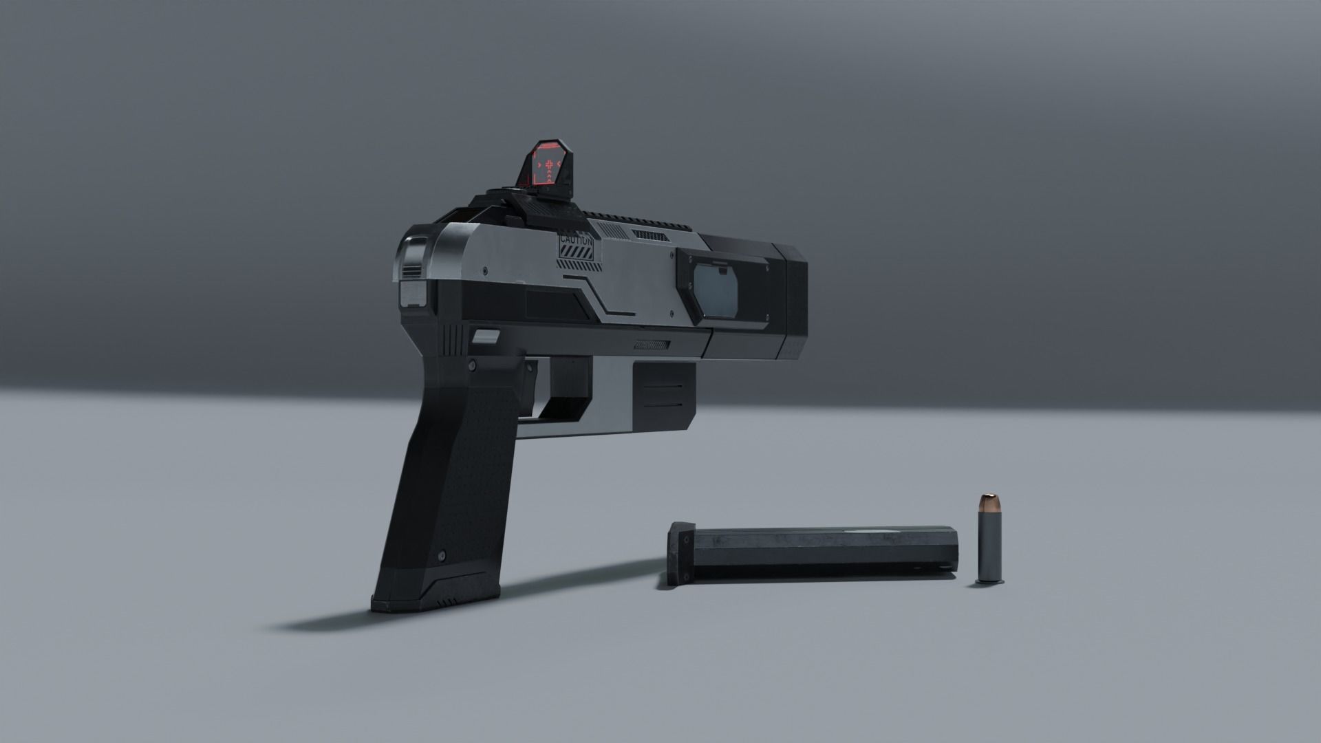 Sci-fi pistol Low-poly 3D model_17