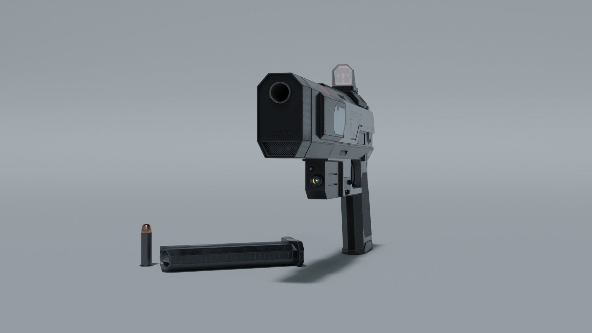 Sci-fi pistol Low-poly 3D model_30