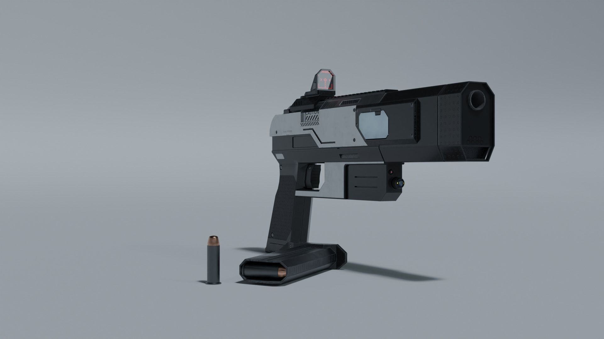 Sci-fi pistol Low-poly 3D model_33