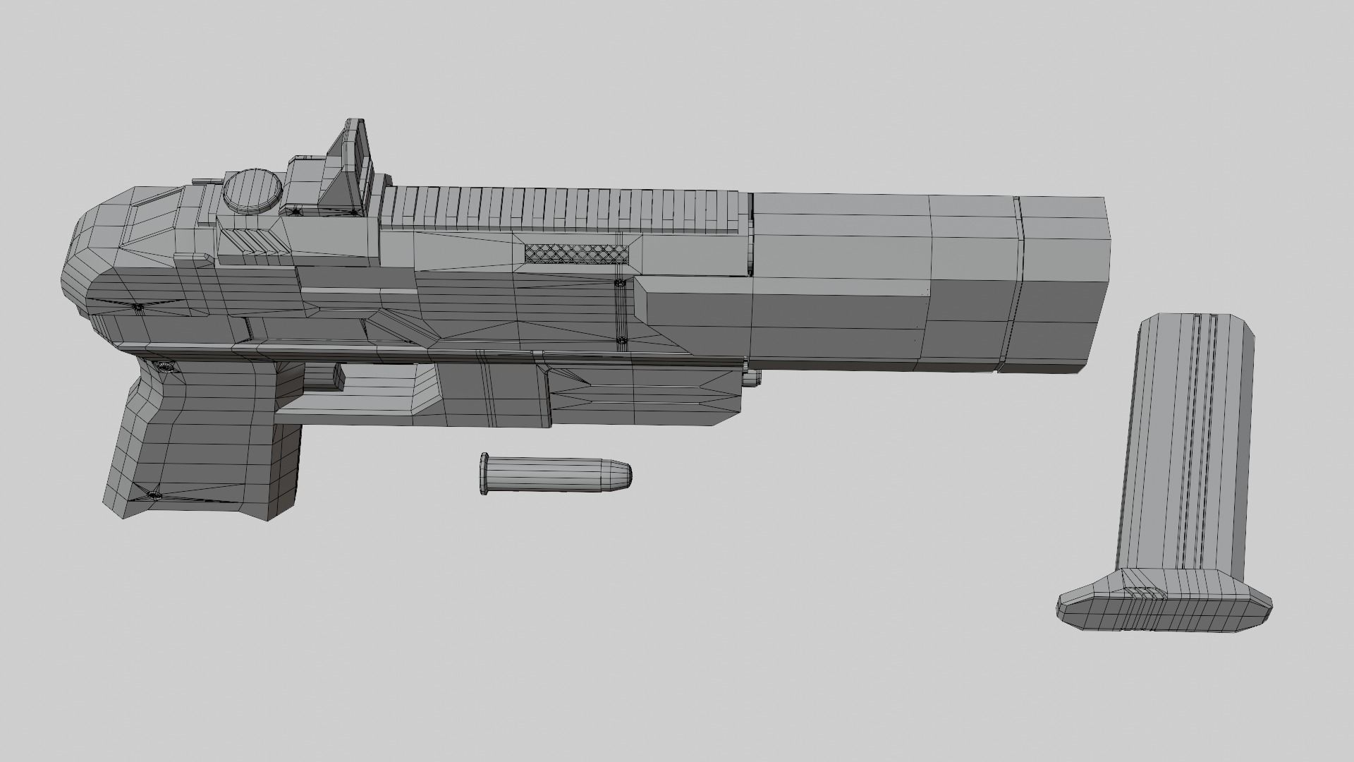 Sci-fi pistol Low-poly 3D model_12