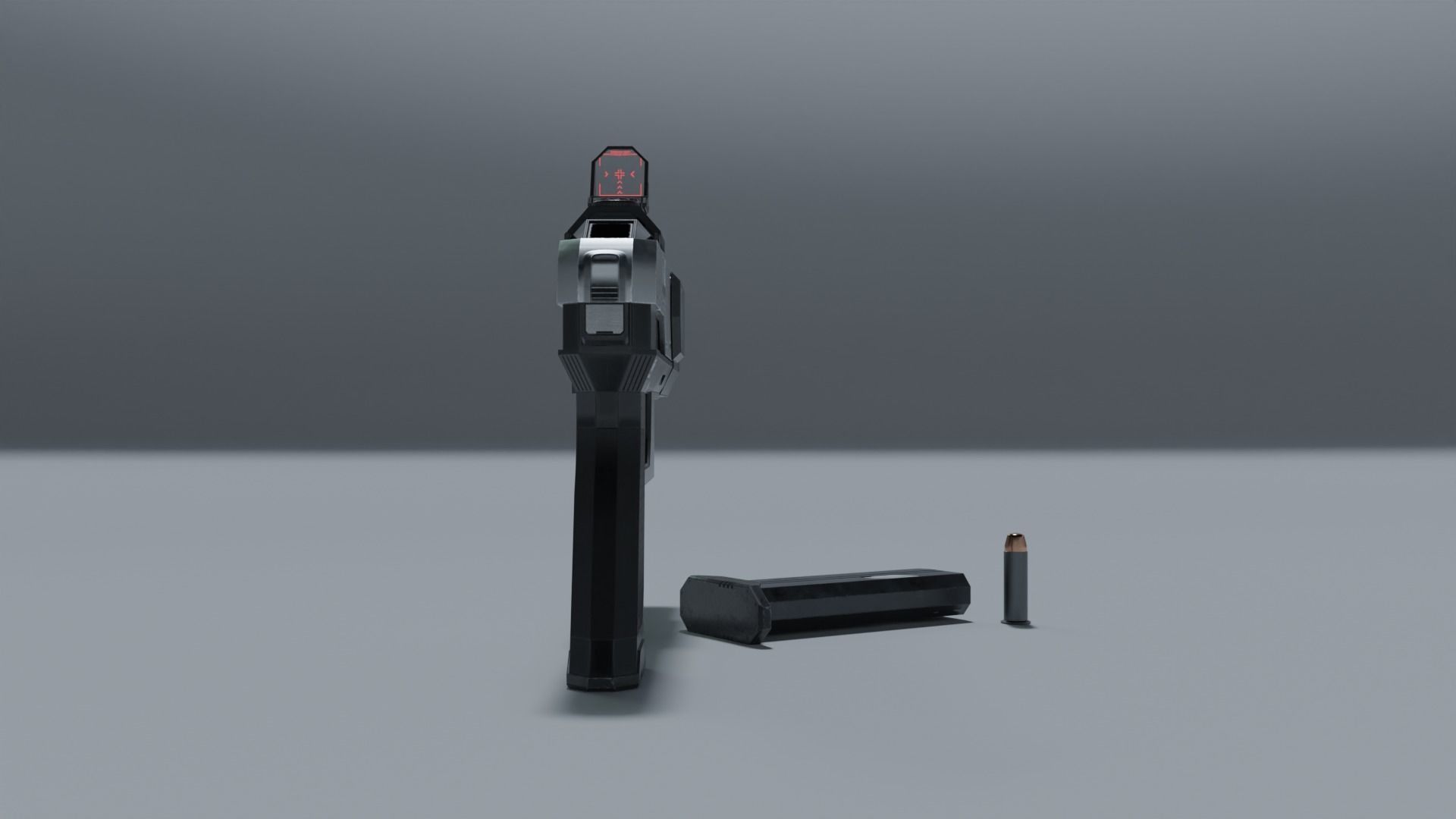 Sci-fi pistol Low-poly 3D model_19