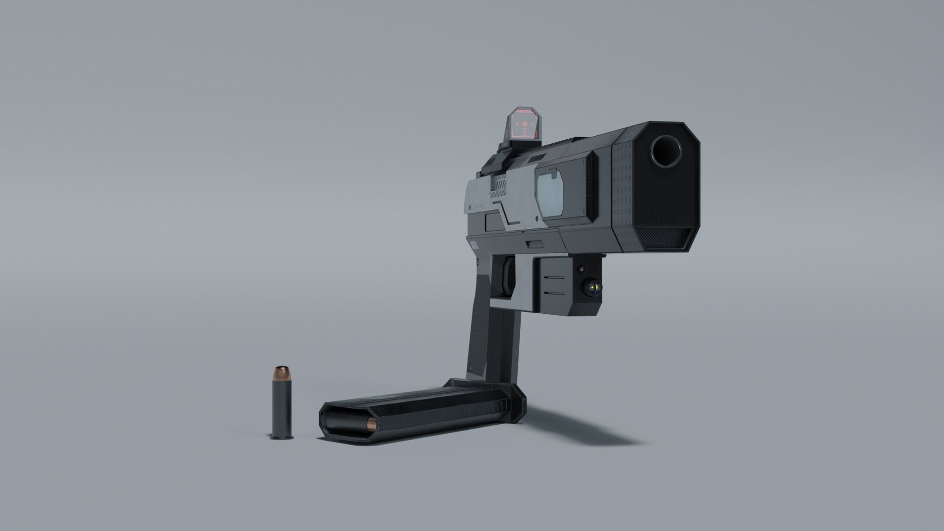 Sci-fi pistol Low-poly 3D model_32