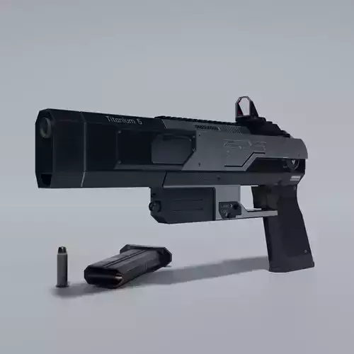 Sci-fi pistol Low-poly 3D model