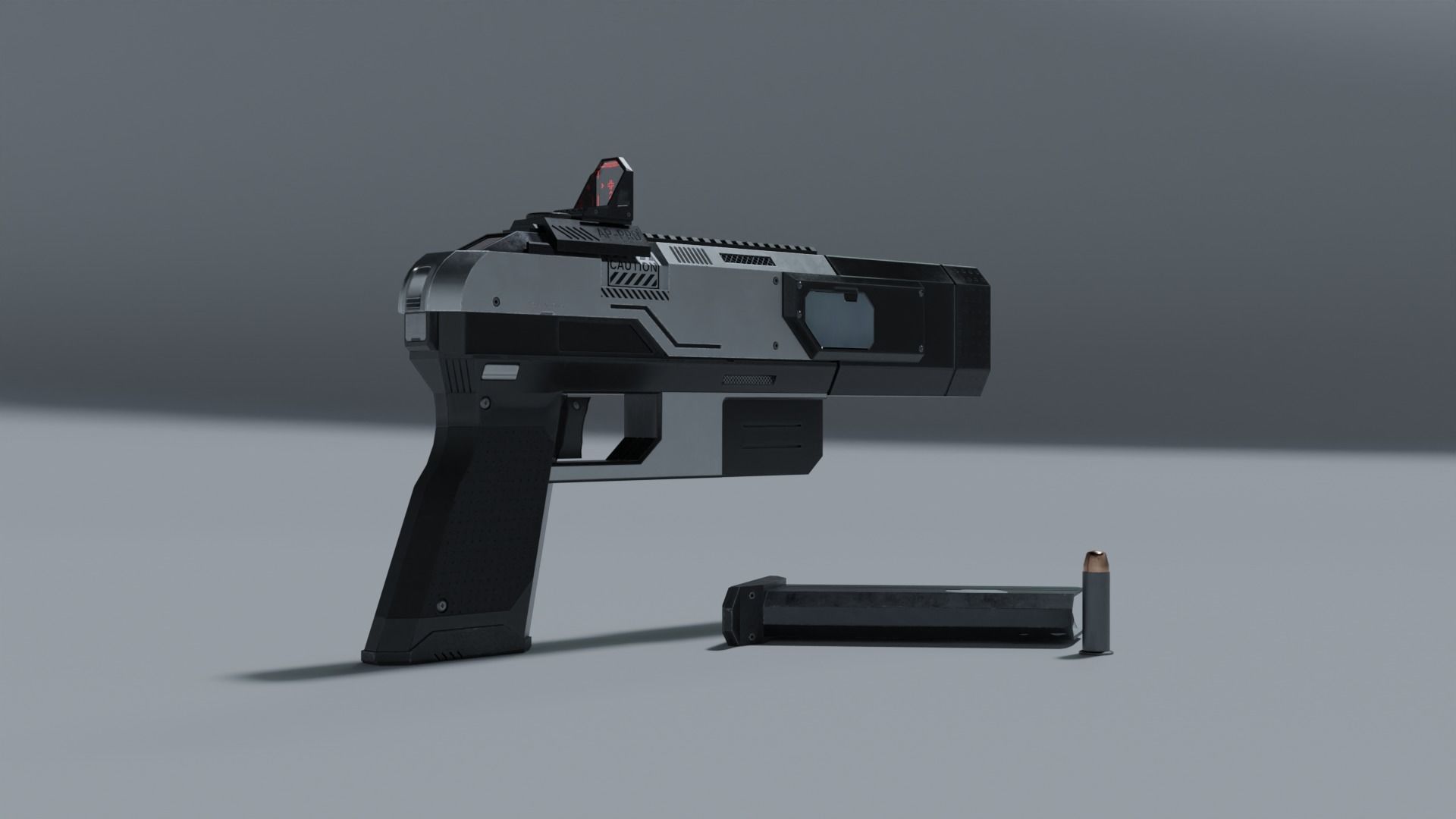 Sci-fi pistol Low-poly 3D model_16