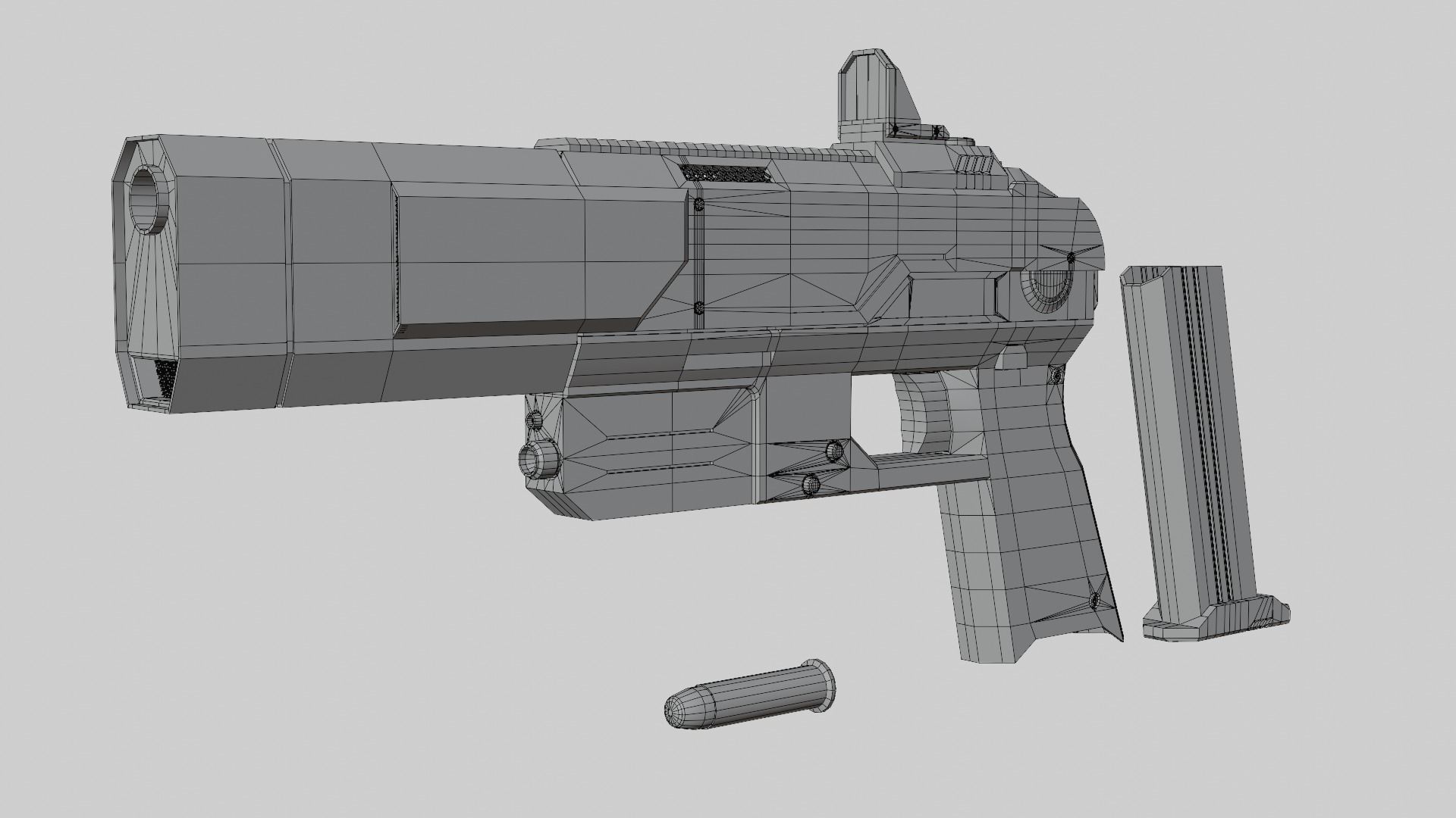 Sci-fi pistol Low-poly 3D model_10