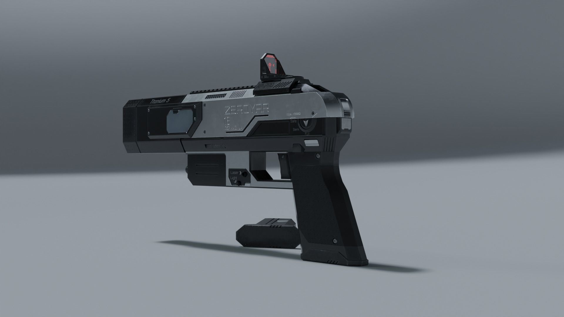 Sci-fi pistol Low-poly 3D model_22
