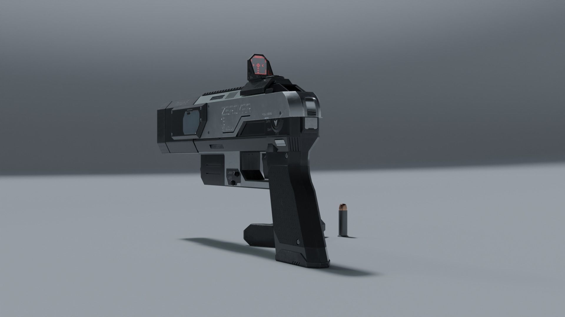 Sci-fi pistol Low-poly 3D model_21