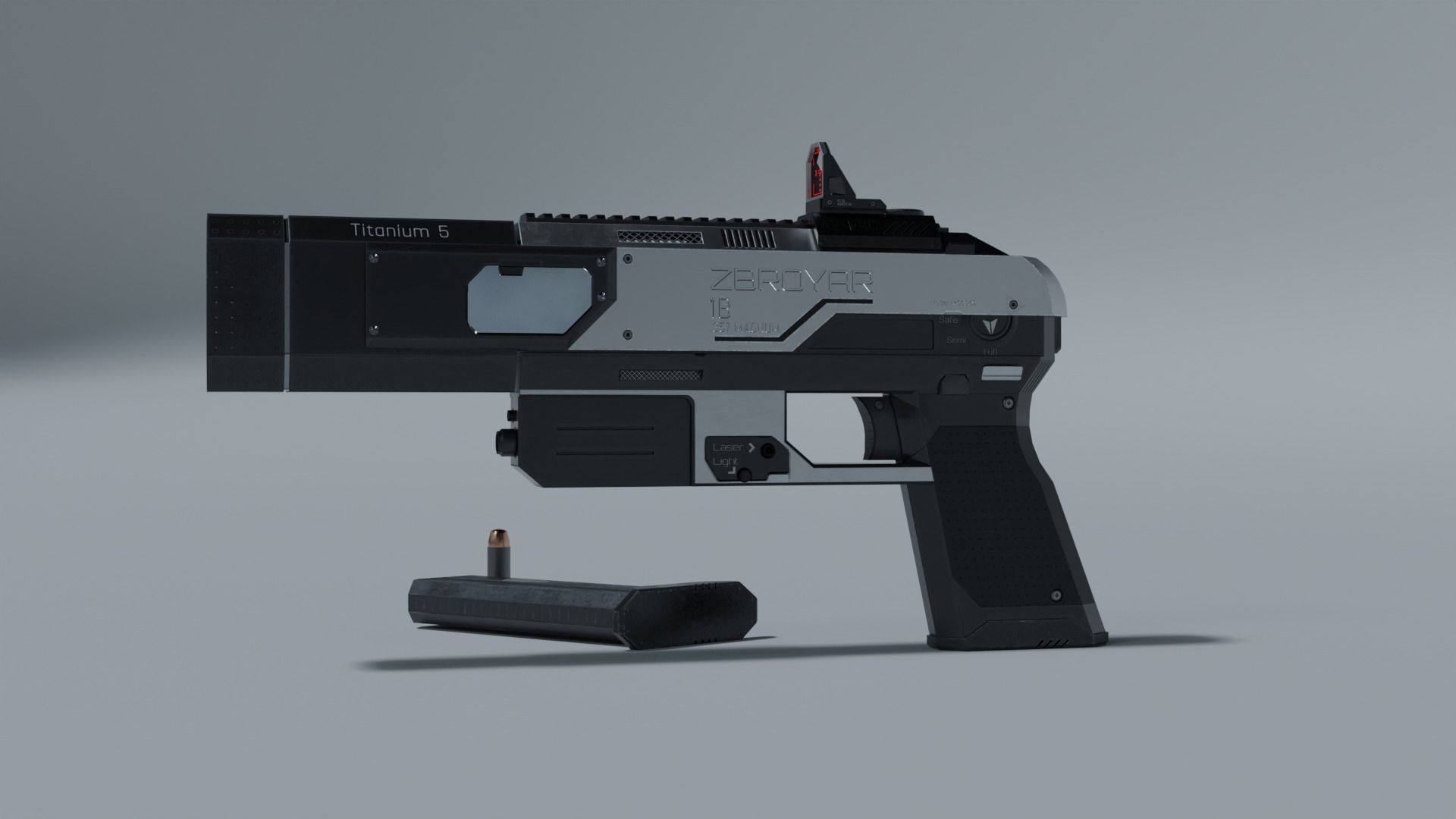 Sci-fi pistol Low-poly 3D model_26