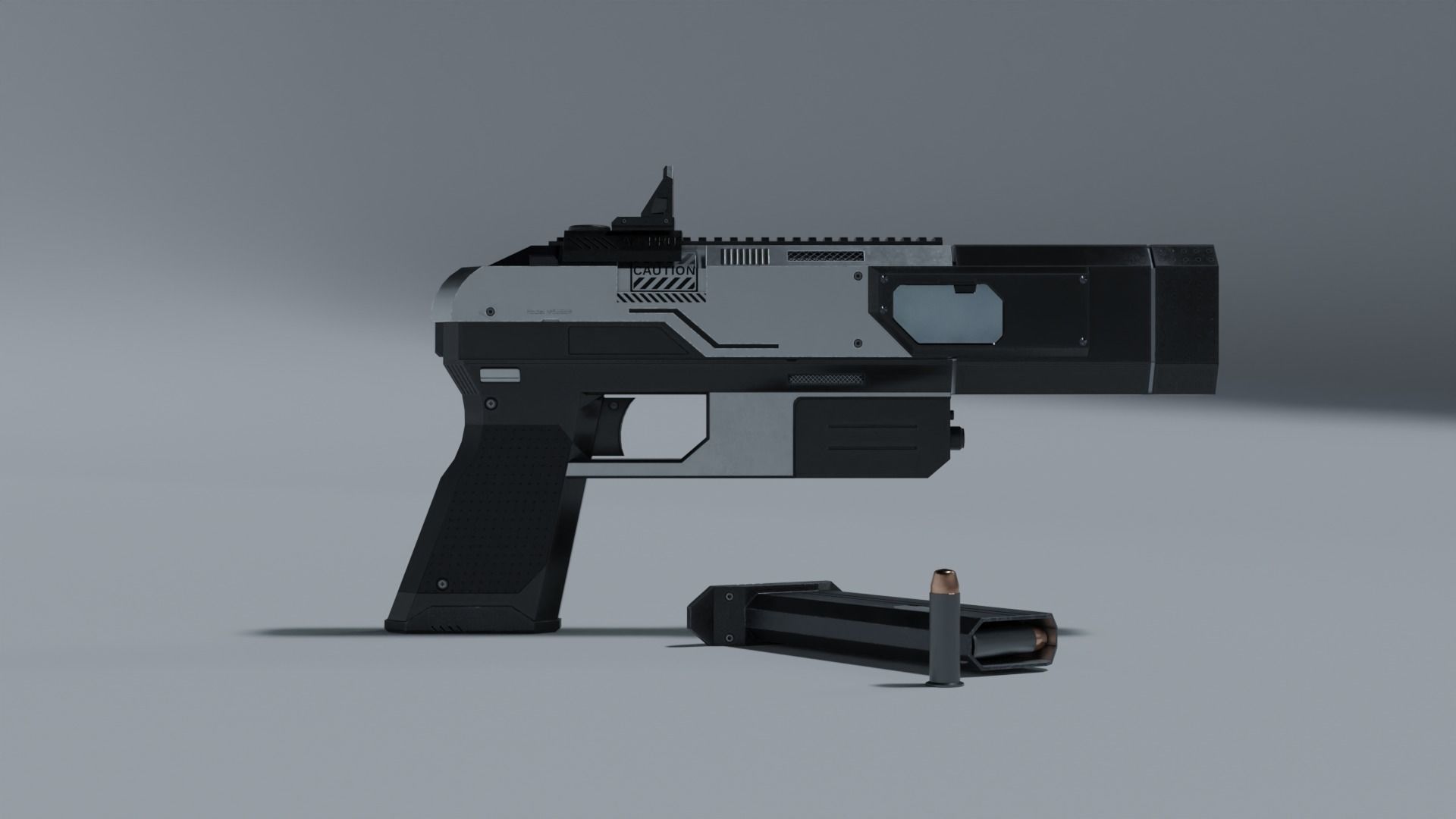 Sci-fi pistol Low-poly 3D model_13