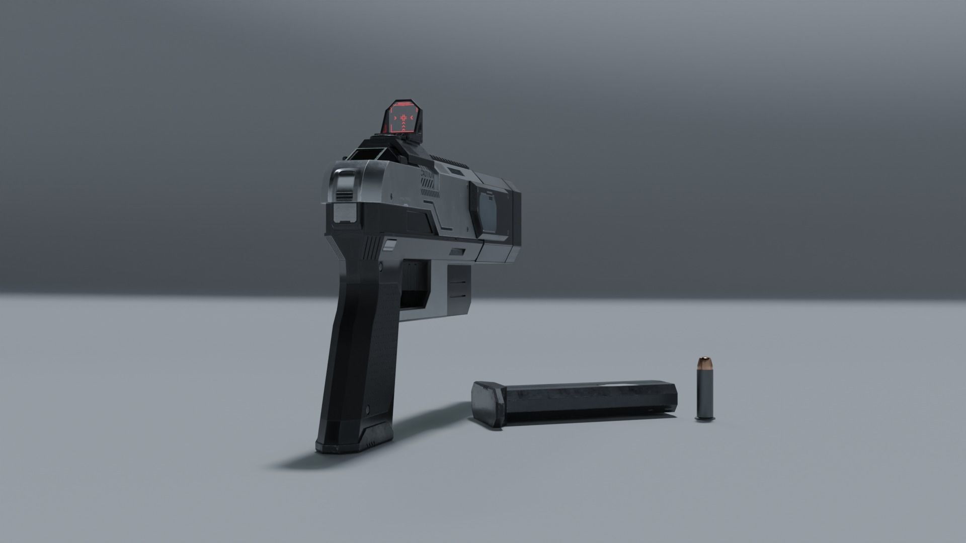 Sci-fi pistol Low-poly 3D model_18