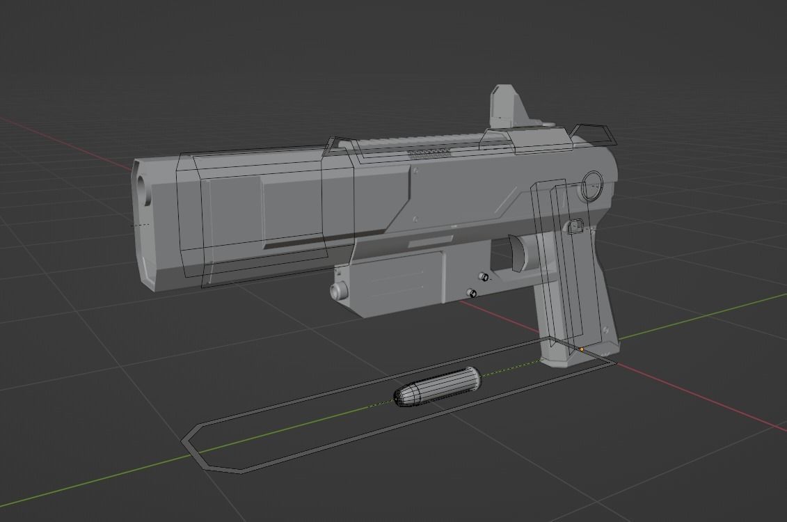 Sci-fi pistol Low-poly 3D model_1