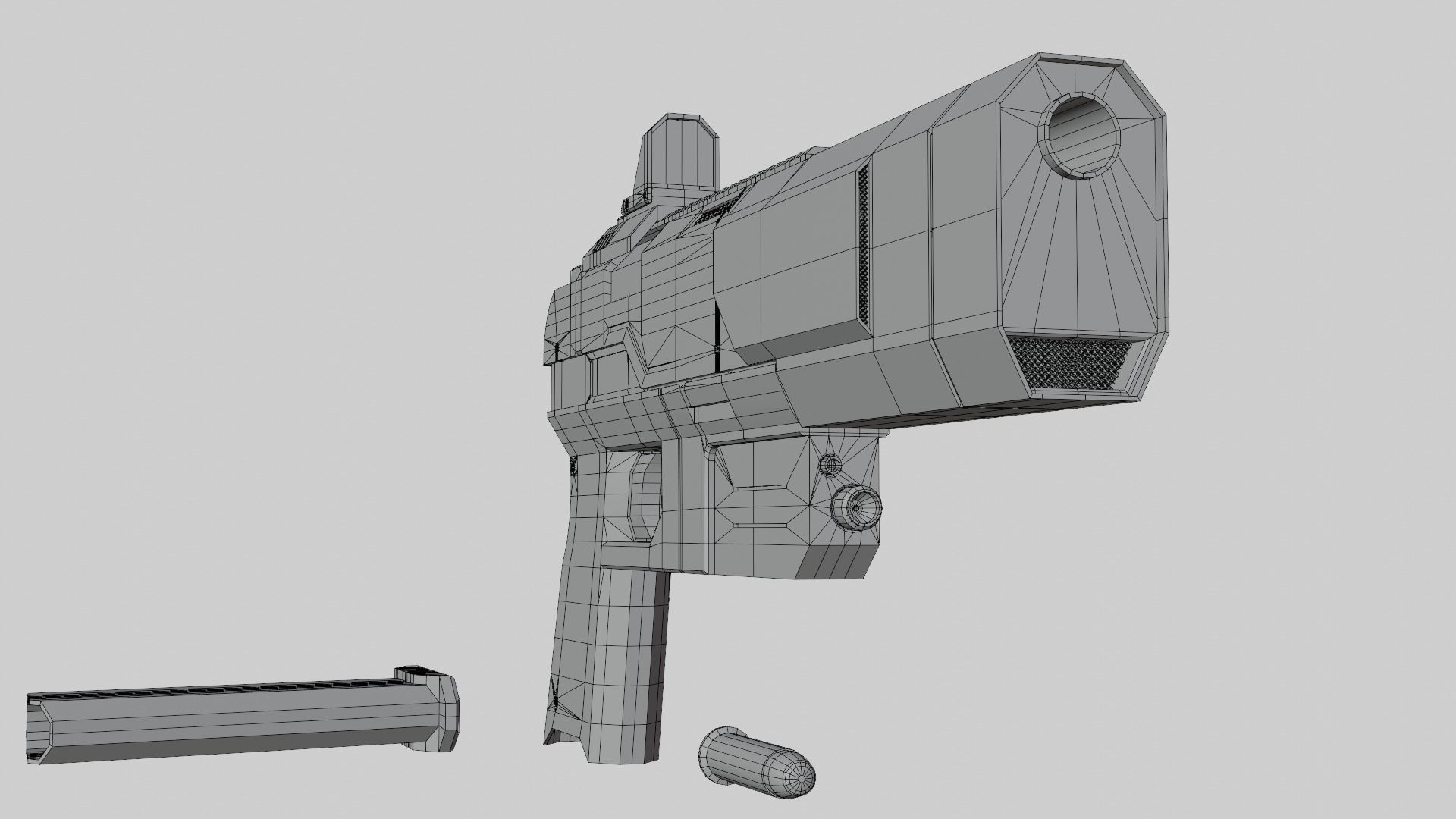 Sci-fi pistol Low-poly 3D model_11