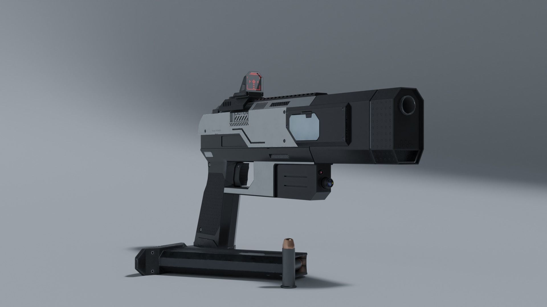 Sci-fi pistol Low-poly 3D model_5