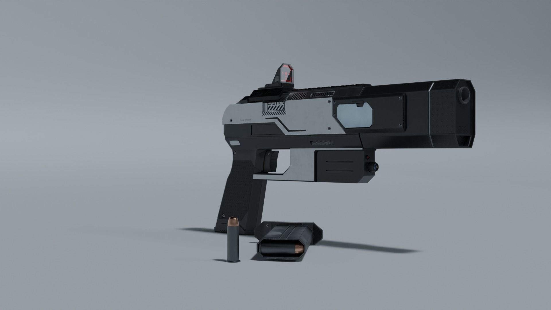 Sci-fi pistol Low-poly 3D model_34