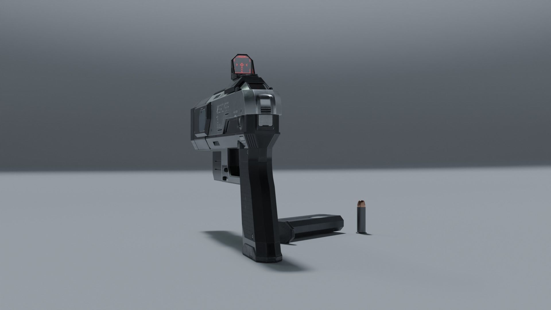 Sci-fi pistol Low-poly 3D model_20