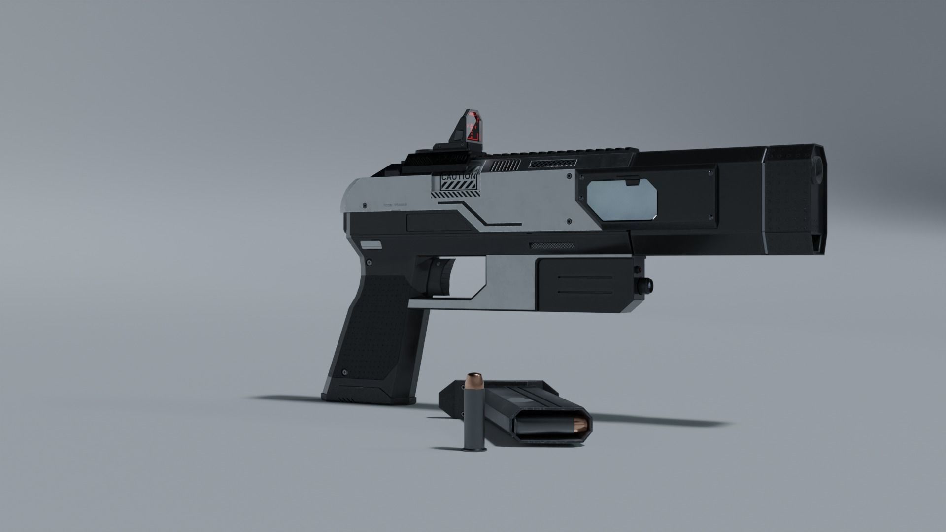 Sci-fi pistol Low-poly 3D model_35