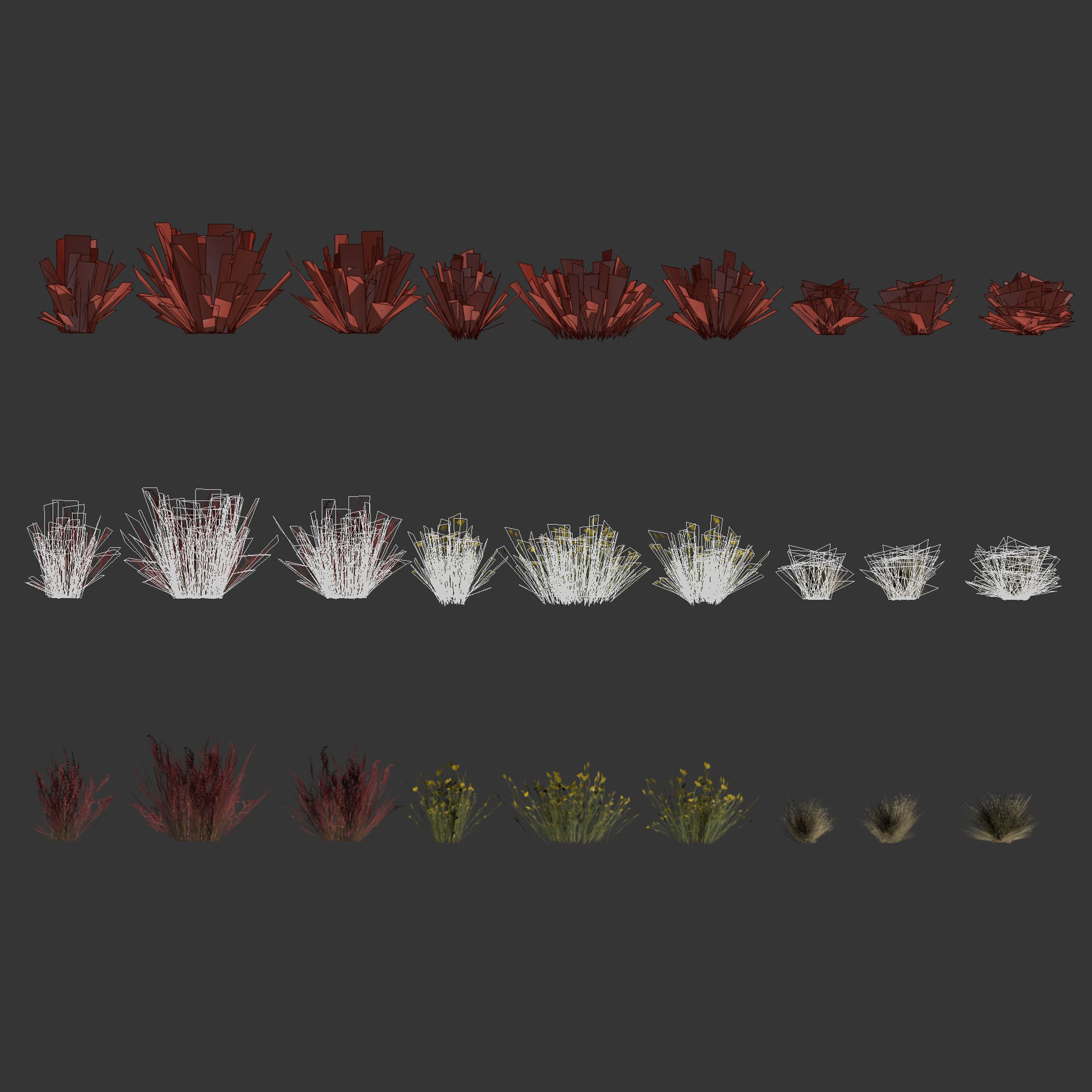 Low poly wild grass collection vol 246 Low-poly 3D model_4