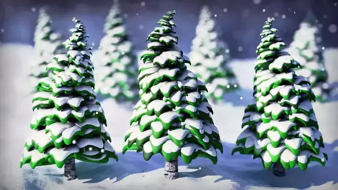 Stylized Trees With Snow - Geometry Nodes