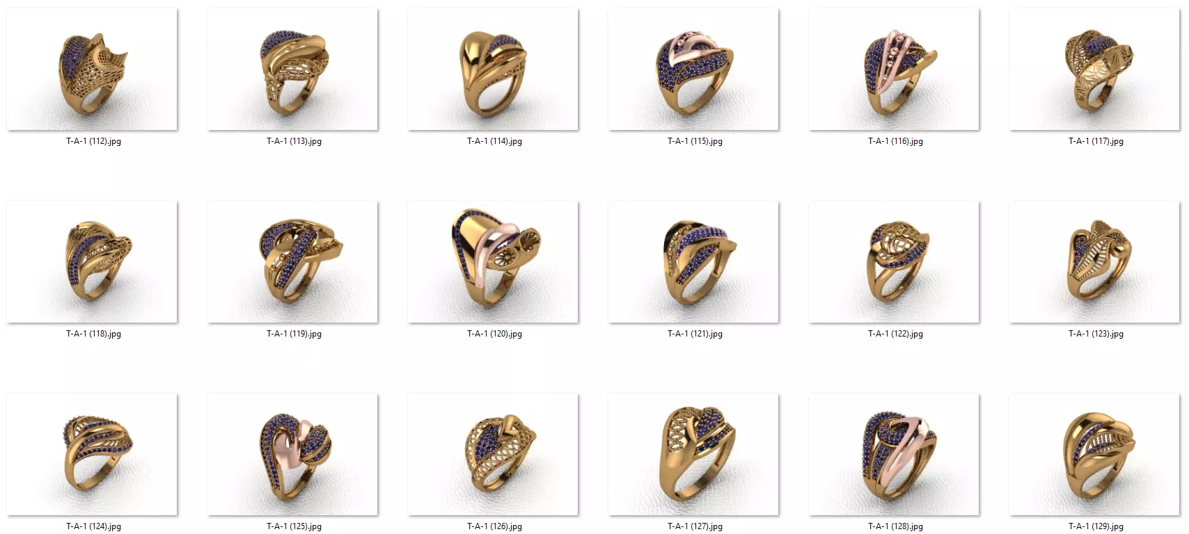 ring 25 pieces drawing 3d rihone drawing ring rings ring models 3D print model