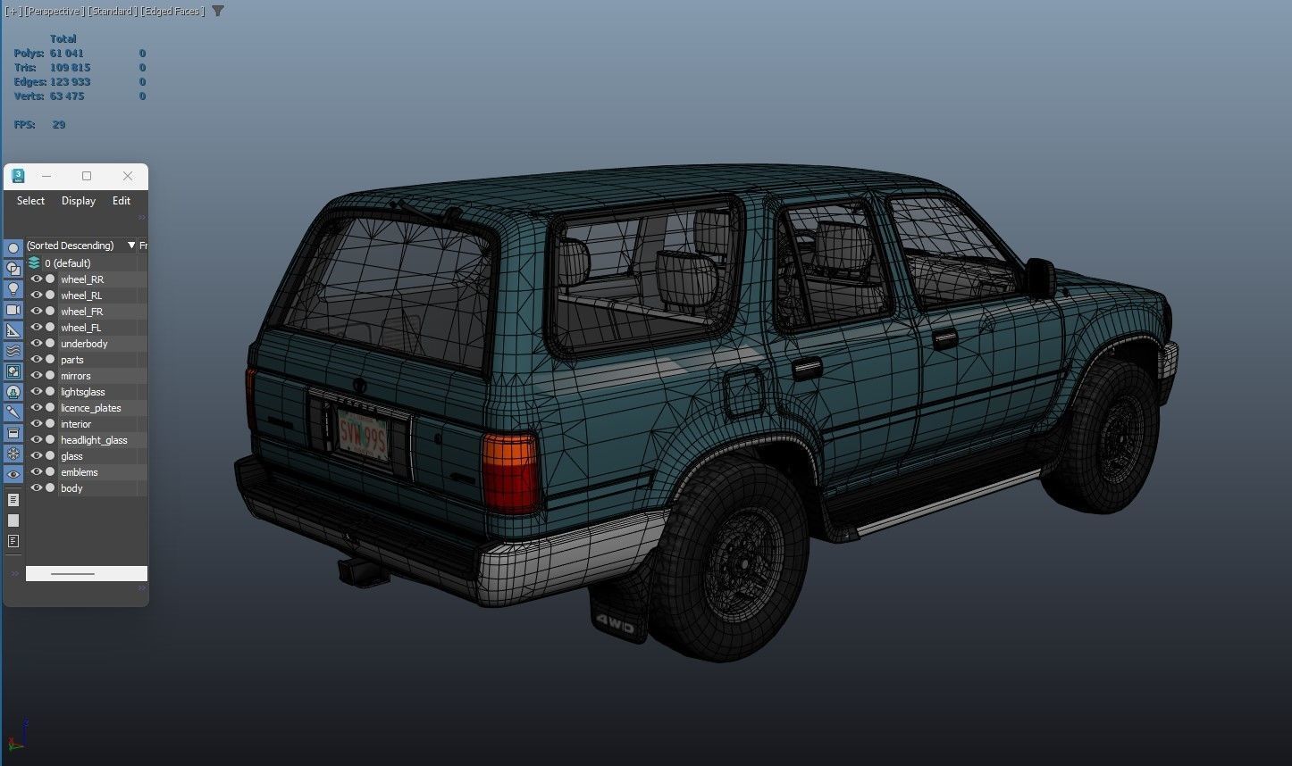 1994 Toyota 4Runner Low-poly 3D model_43