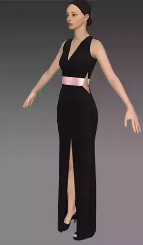 Dress v neckline belt paneled detail