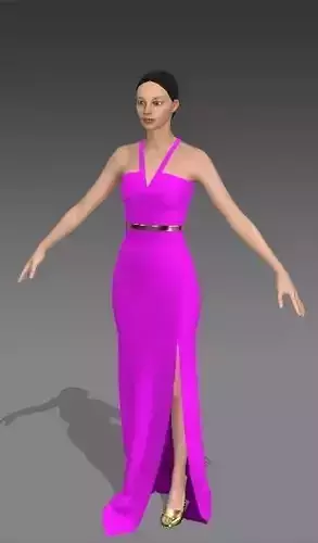 dress sugar pink color v neckline  long dress look