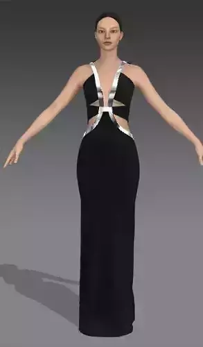Dress black color matte metalic  Low-poly 3D model