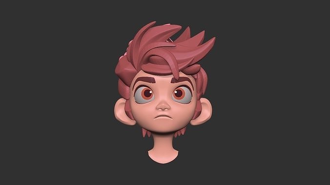 Girl cartoon head Low-poly 3D model