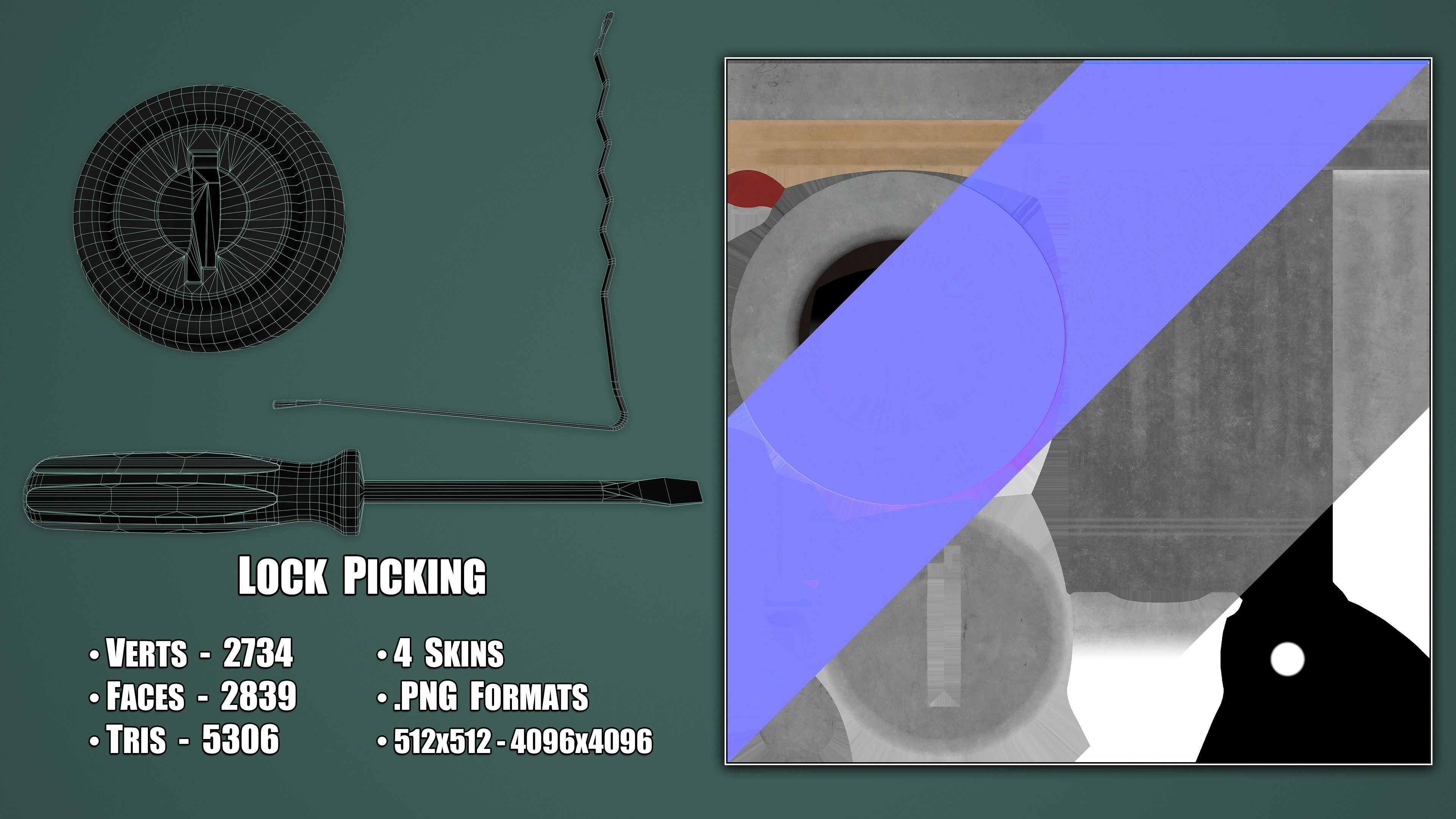 Lock Picking Low-poly 3D model_3