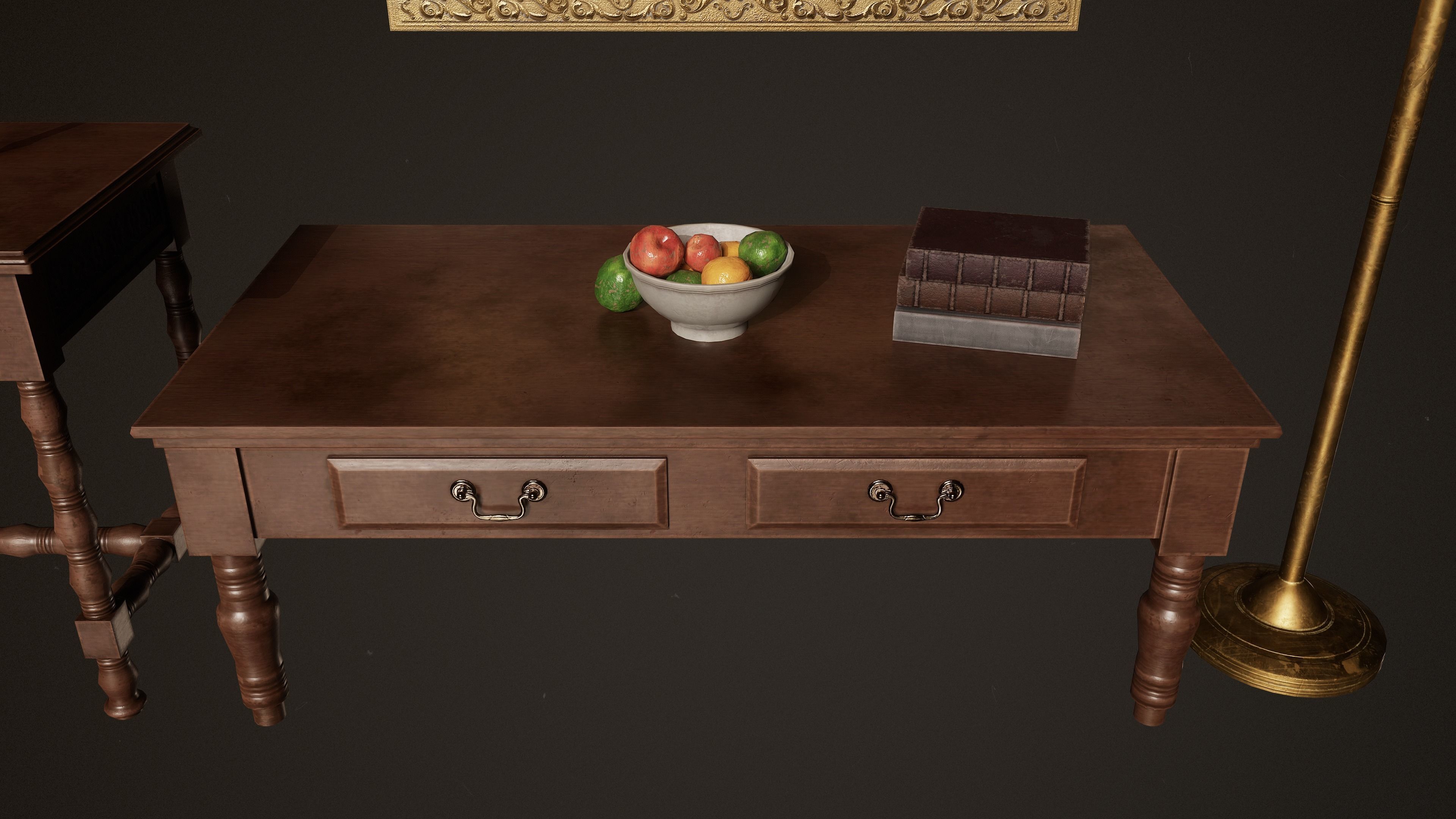 Victorian Wooden Furniture Low-poly 3D model_5