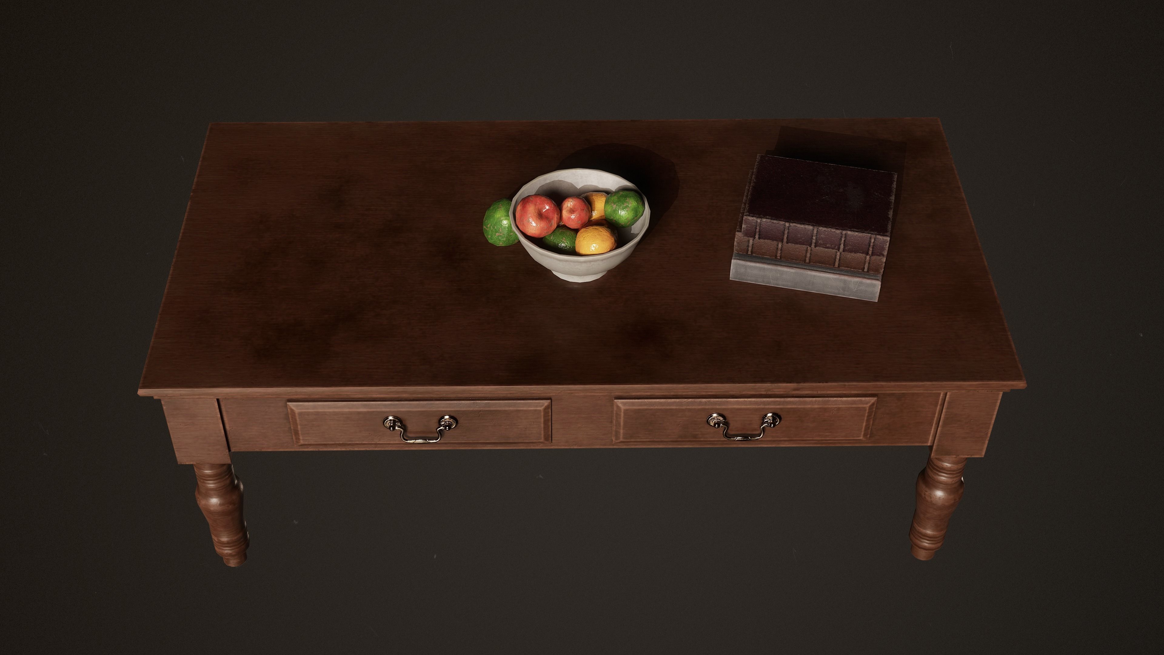 Victorian Wooden Furniture Low-poly 3D model_11