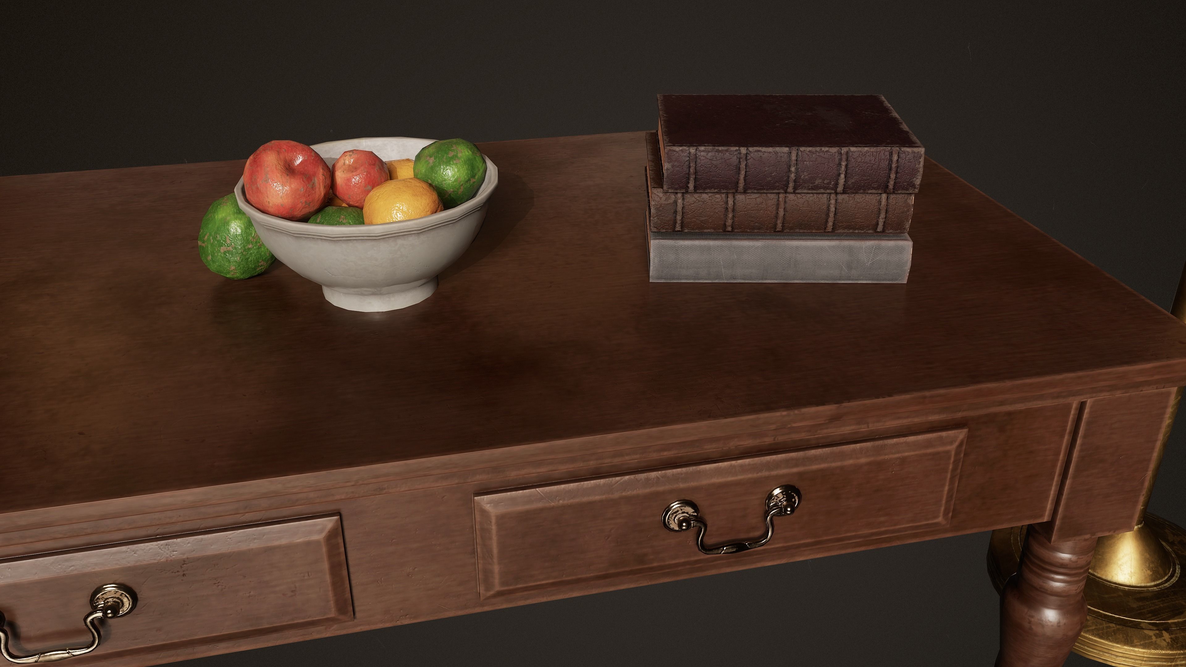 Victorian Wooden Furniture Low-poly 3D model_9