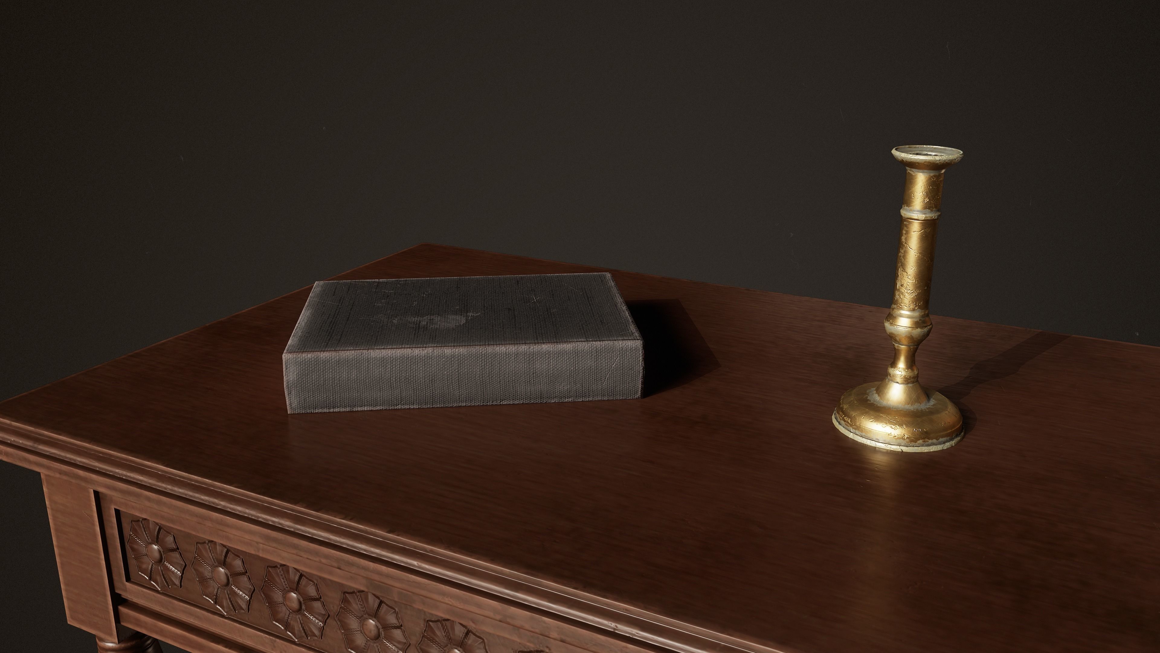 Victorian Wooden Furniture Low-poly 3D model_8