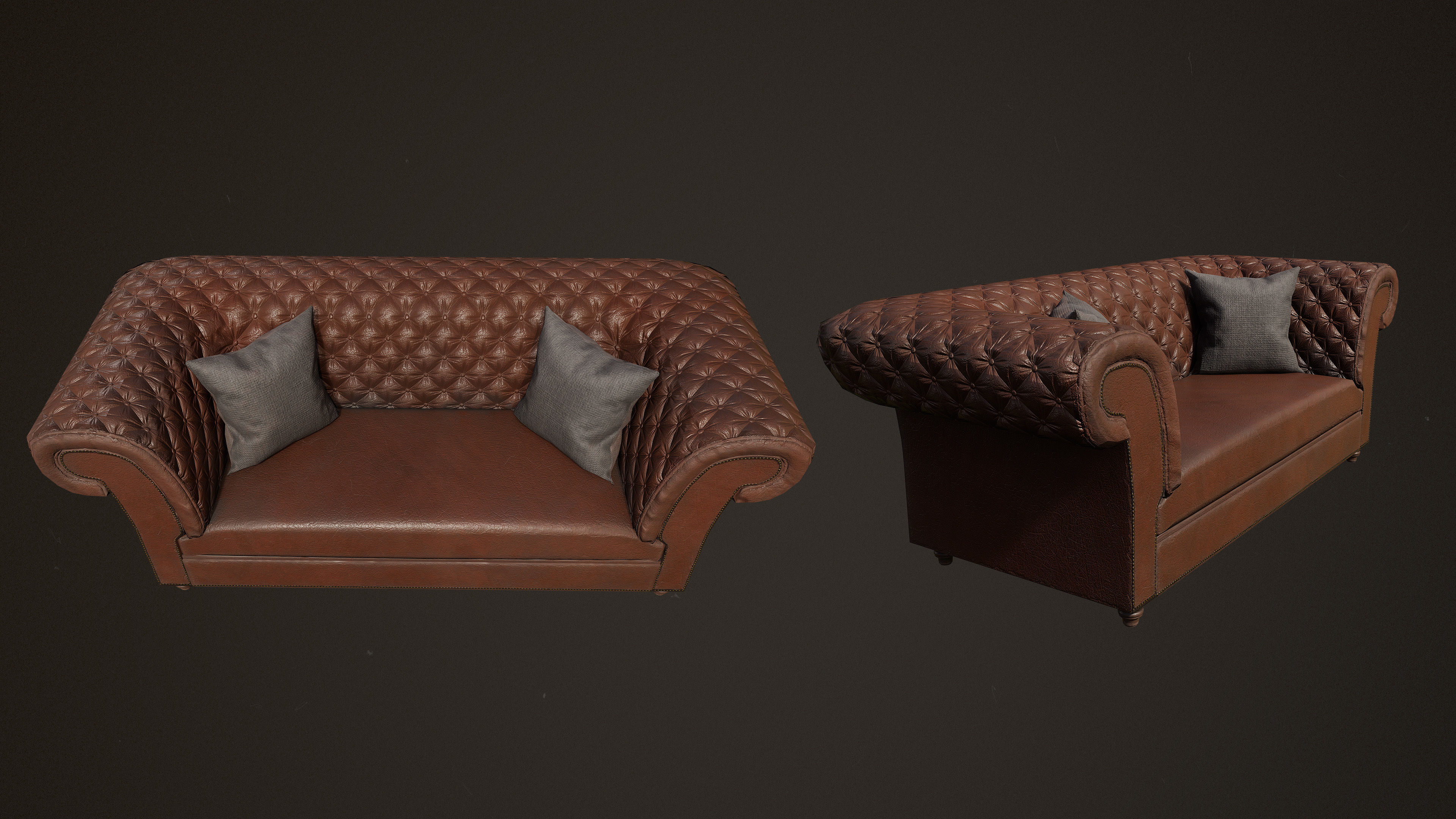 Victorian Sofa Set Low-poly 3D model_6