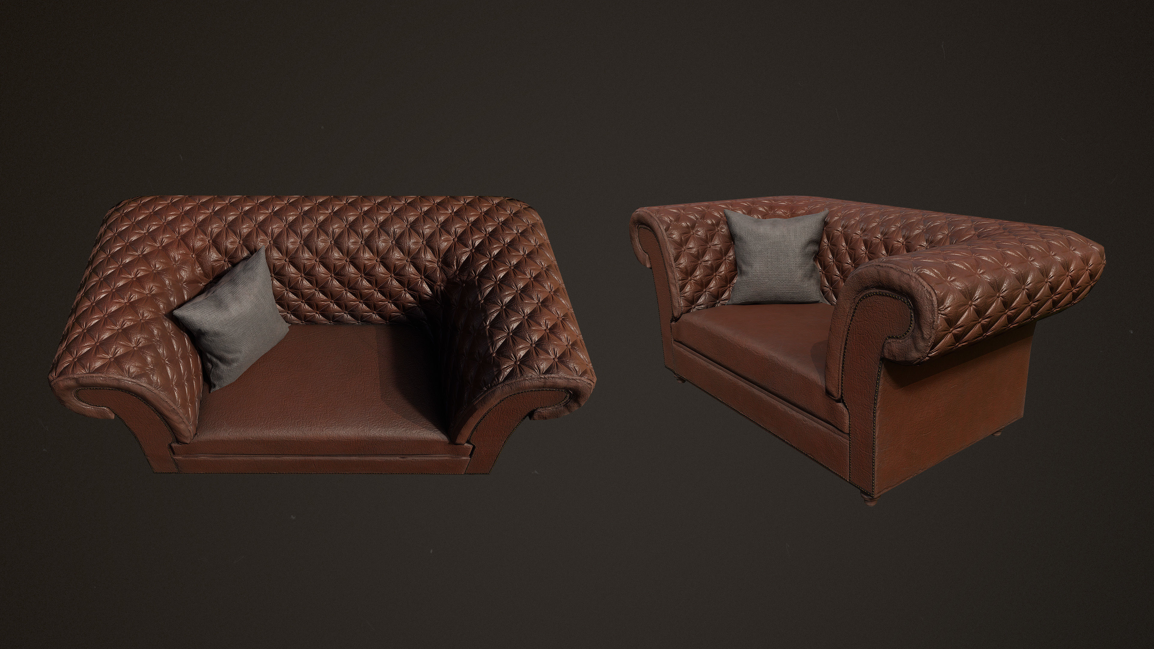 Victorian Sofa Set Low-poly 3D model_9