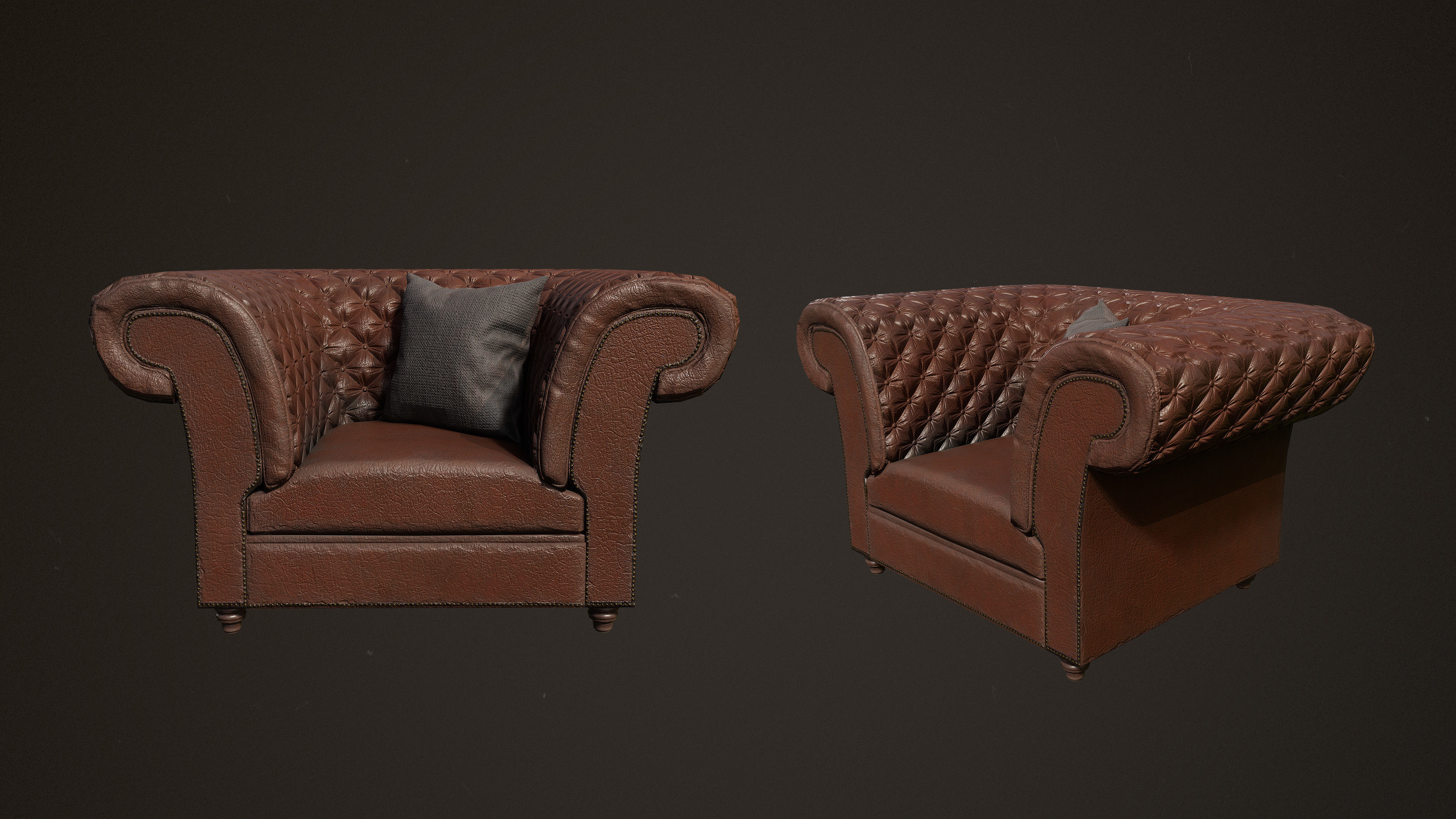 Victorian Sofa Set Low-poly 3D model_7