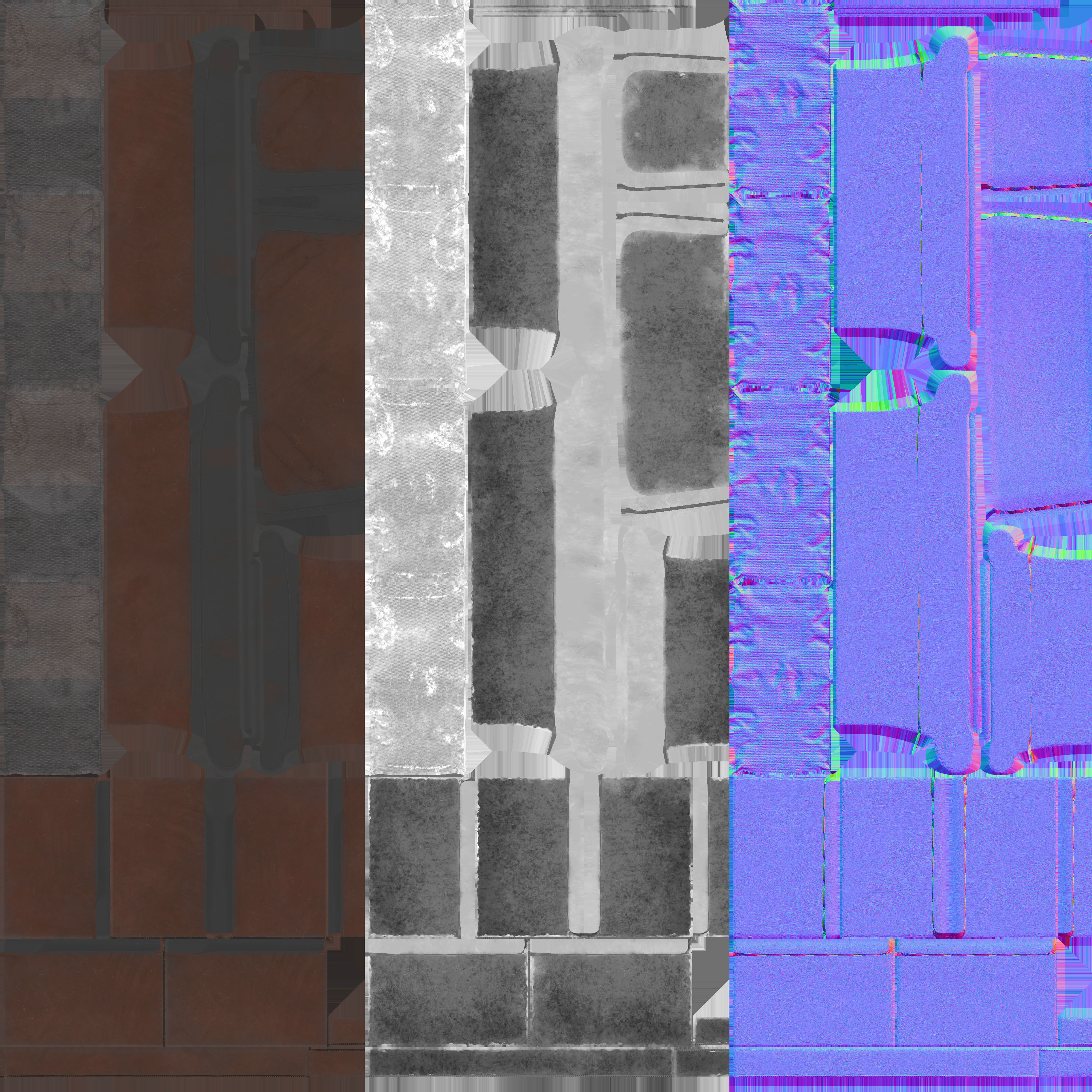 Victorian Sofa Set Low-poly 3D model_11