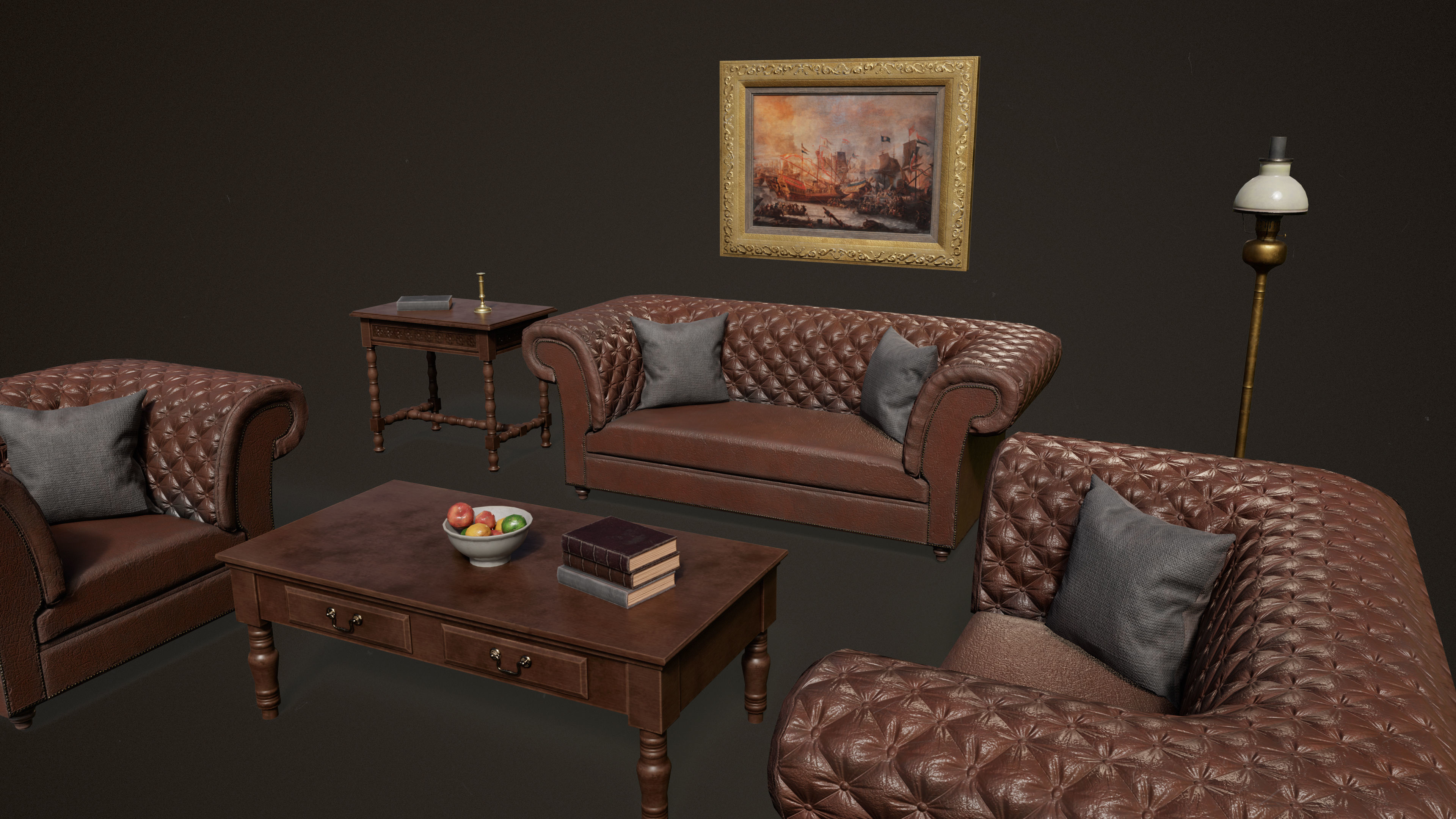 Victorian Sofa Set and Furniture 3D Model Collection_5